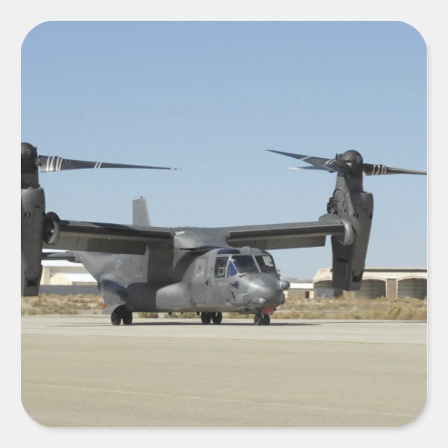 Adesivo Quadrado Um CV-22 Osprey prepara-se para a descolagem (Frente)