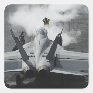 Adesivo Quadrado Um diretor da plataforma de vôo sinaliza um