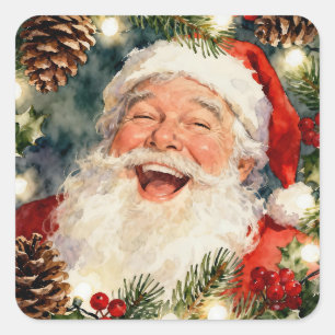 Adesivo Quadrado Um Doce Papai Noel ao Estilo Antigo Natal Vintag
