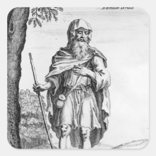 Adesivo Quadrado Um Druid britânico, gravado por camionete der