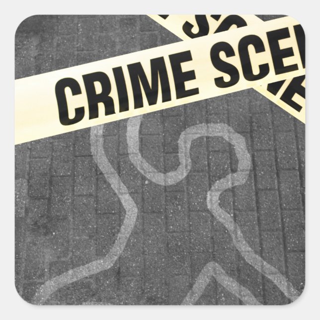 Adesivo Quadrado Um esboço de uma pessoa numa rua. Assassinato? Sui (Frente)