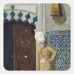 Adesivo Quadrado Um eunuch antes da porta do harem