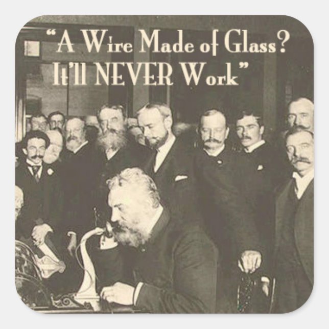 Adesivo Quadrado Um fio feito de vidro técnico humorístico (Frente)