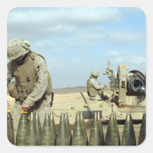 Adesivo Quadrado Um fuzileiro naval dos E.U. prepara círculos do