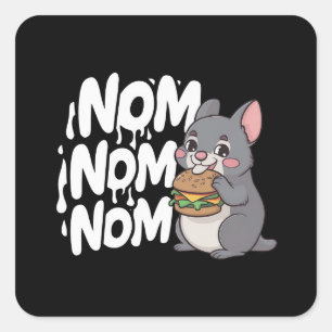 Adesivo Quadrado Um hambúrguer comendo Quokka