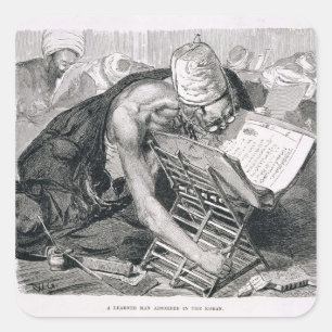 Adesivo Quadrado Um homem instruído absorvido no Koran