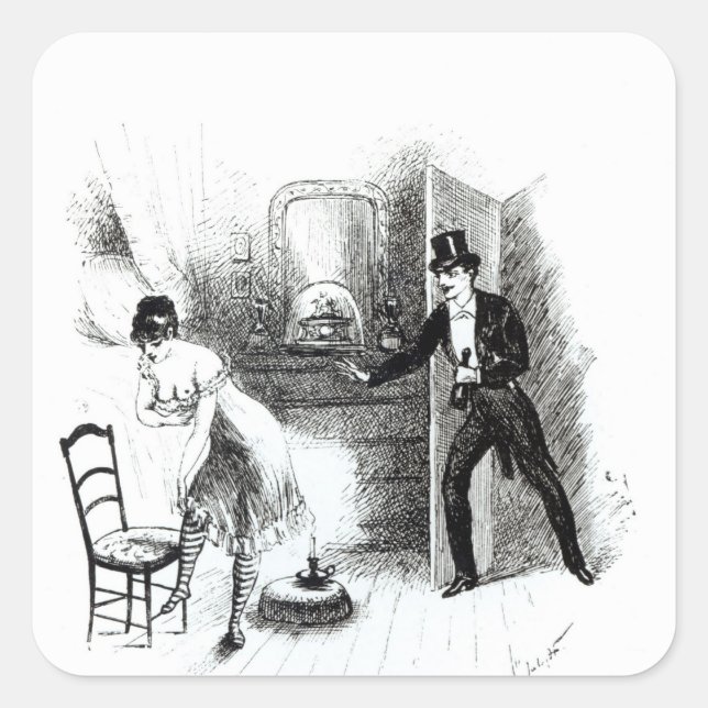 Adesivo Quadrado Um homem visitando uma prostituta (Frente)
