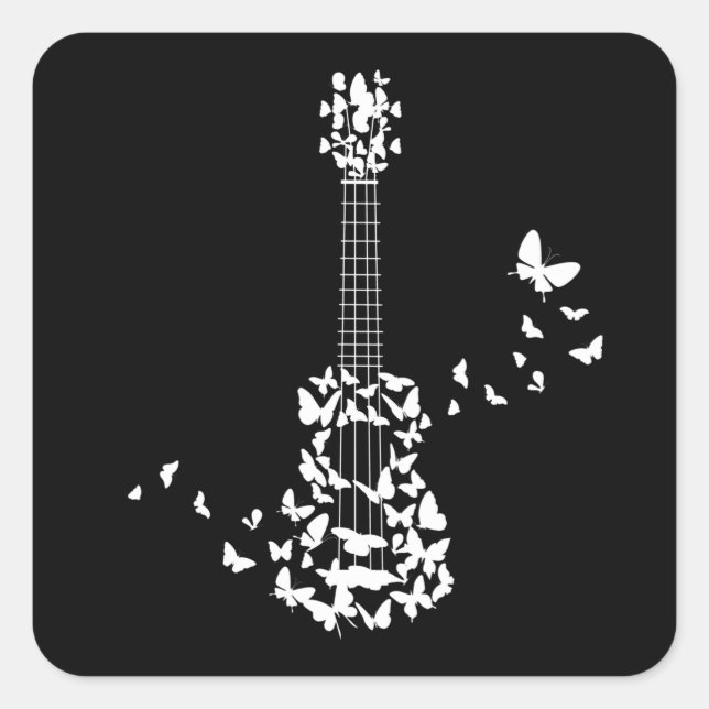 Adesivo Quadrado Um Instrumento Ukulele De Quatro Cordas Com Bela (Frente)