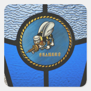 Adesivo Quadrado Um logotipo do solteiro Seabee