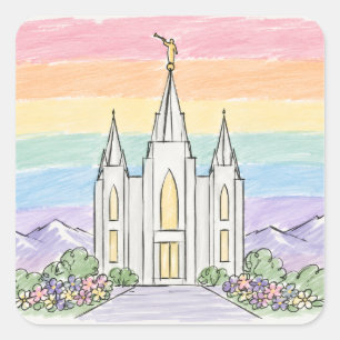 Adesivo Quadrado Um Lugar Celestial de Paz   Bela Templo Mórmon U