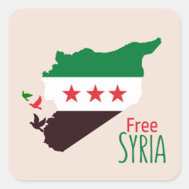 Adesivo Quadrado Um mapa da Síria com a bandeira da Revolução