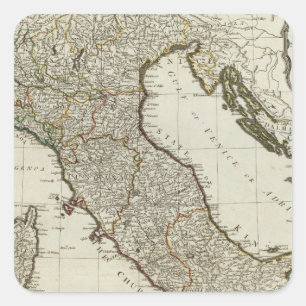 Adesivo Quadrado Um mapa novo de Italia com as ilhas de Sicília