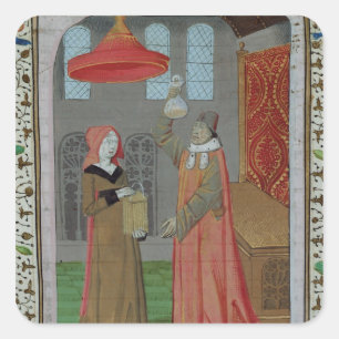 Adesivo Quadrado Um médico examinando Ruas. A urina de Elizabeth