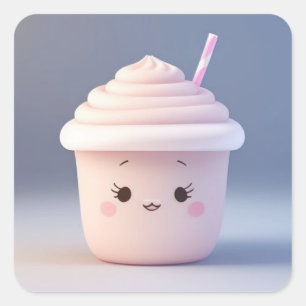 Adesivo Quadrado Um Milkshake De Morango