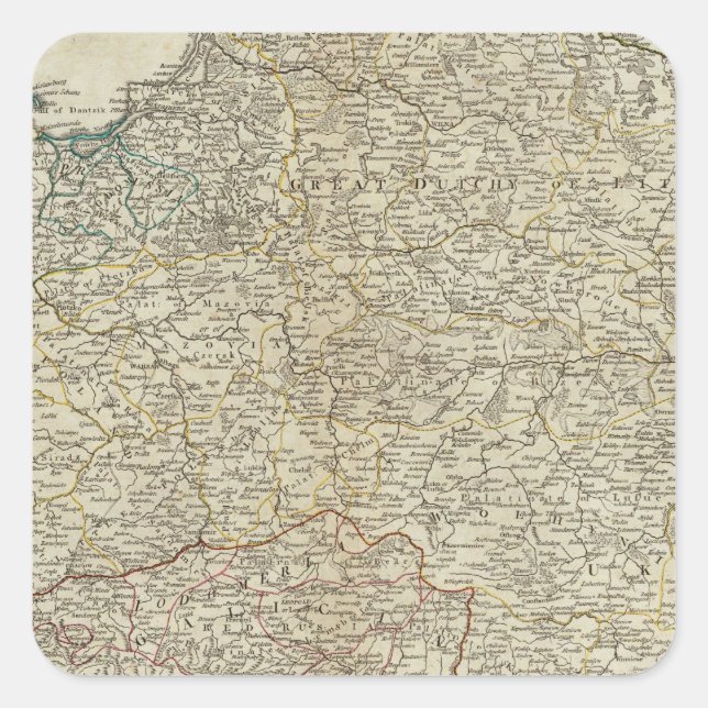 Adesivo Quadrado Um novo mapa do Reino de Polônia (Frente)