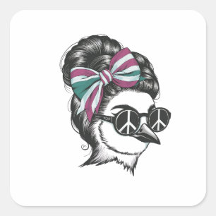 Adesivo Quadrado um pássaro com o cabelo elegantemente estirado