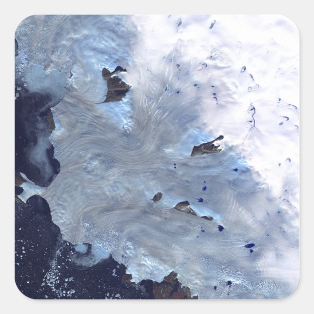 Adesivo Quadrado Um pequeno campo de geleiras rodeia Baffin Bay (Frente)