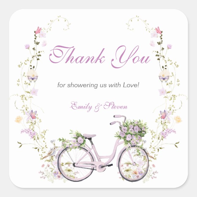 Adesivo Quadrado Um pequeno Chá de fraldas de flor selvagem (Frente)