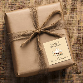 Adesivo Quadrado Um Pequeno Cowboy está a caminho do Chá de fraldas