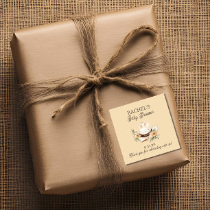 Adesivo Quadrado Um Pequeno Cowboy está a caminho do Chá de fraldas