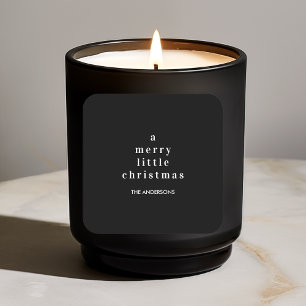 Adesivo Quadrado "Um pequeno Natal Feliz, preto e branco