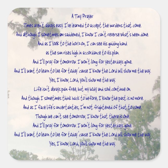 Adesivo Quadrado Um Pequeno Pau De Oração (Frente)