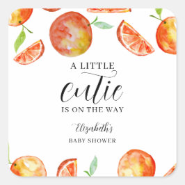 Adesivo Quadrado Um pequeno truque no caminho Chá de fraldas laranj