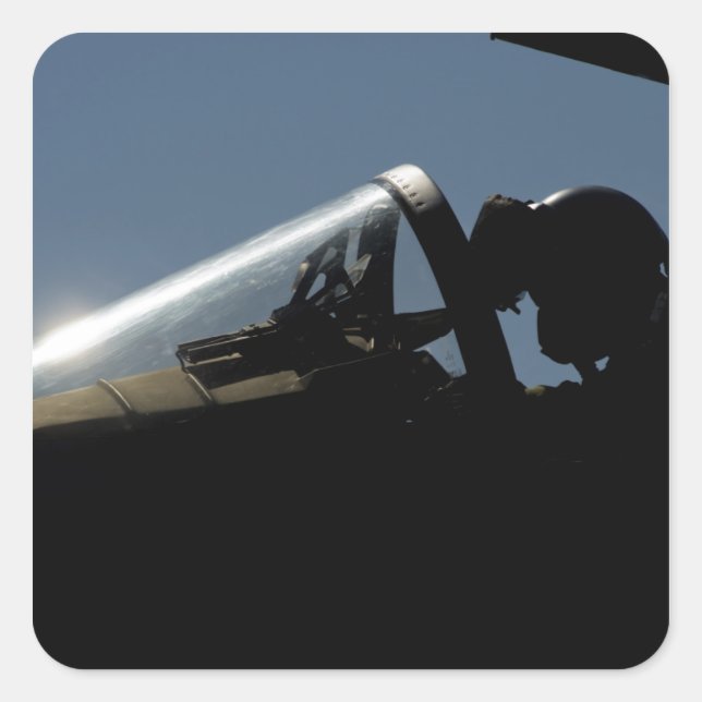 Adesivo Quadrado Um piloto se prepara para descolagem (Frente)