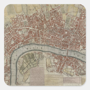 Adesivo Quadrado Um plano novo e exato das cidades de Londres e de