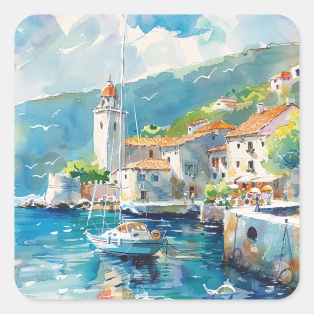 Adesivo Quadrado Um Porto Marítimo (Frente)