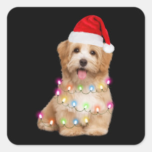 Adesivo Quadrado Um presente de natal de cachorrinho em Havanês