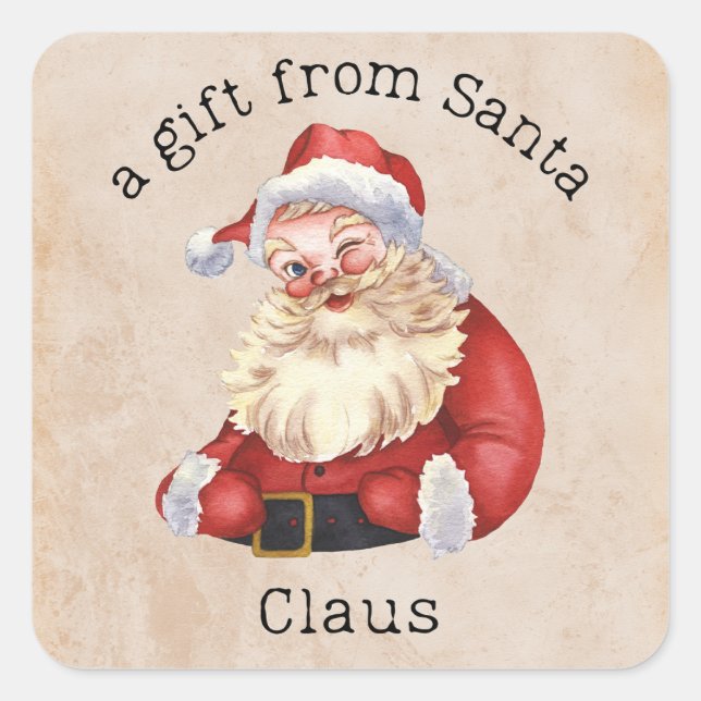 Adesivo Quadrado Um presente para Papai Noel (Frente)