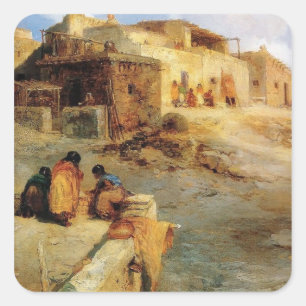 Adesivo Quadrado Um Pueblo Laguna Novo México Indiano - 1906