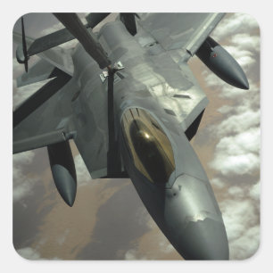 Adesivo Quadrado Um Raptor F-22 da Força Aérea dos EUA é reabasteci