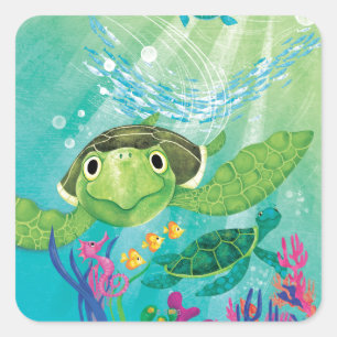 Adesivo Quadrado Um Resgate de Tartaruga Marítima