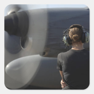 Adesivo Quadrado Um soldado monitora o desempenho