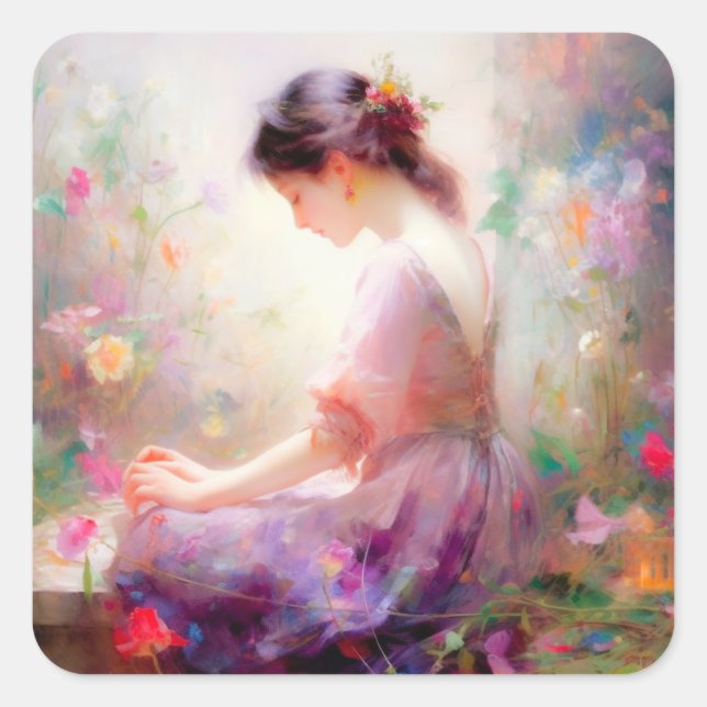 Adesivo Quadrado Um sonho de dia das flores (Frente)