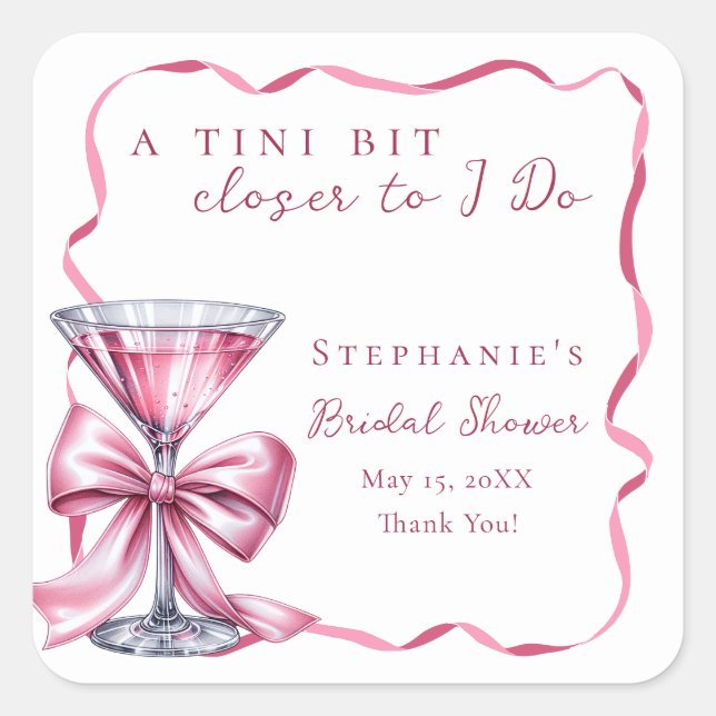 Adesivo Quadrado Um Tininho Mais Perto de Eu Dou Rosa Choque Chá de (Frente)