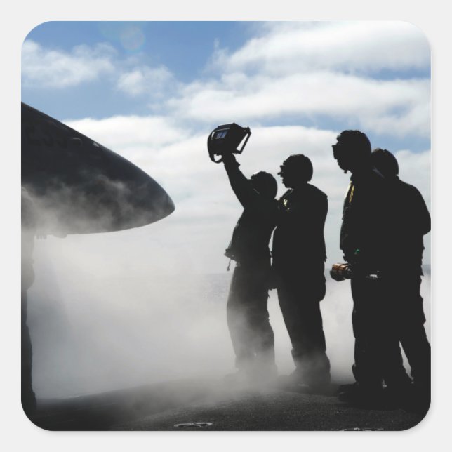 Adesivo Quadrado Um tripulante de cabina (Frente)