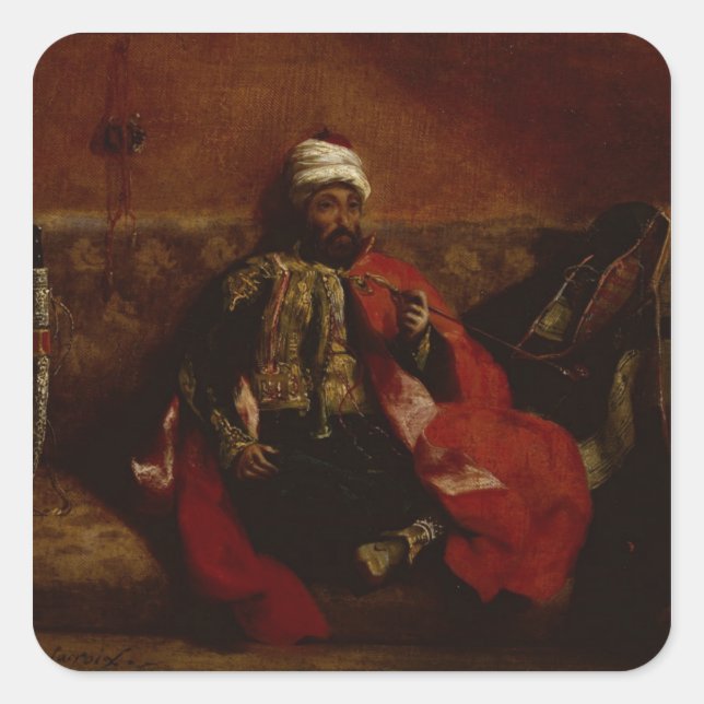 Adesivo Quadrado Um turco fumando sentado num sofá, c.1825 (Frente)