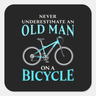 Adesivo Quadrado Um Velho Numa Bicicleta