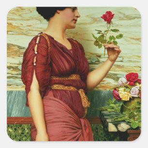 Adesivo Quadrado Um vermelho, rosa vermelha