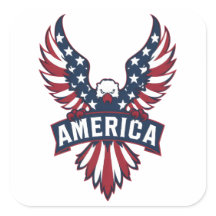 Uma águia nas cores da bandeira americana.