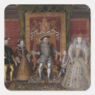 Adesivo Quadrado Uma alegoria da sucessão de Tudor: A família de