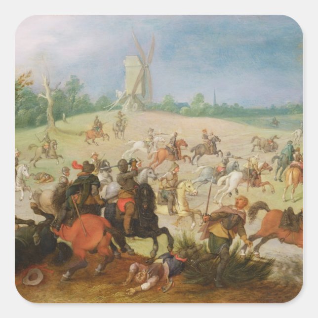 Adesivo Quadrado Uma batalha de cavalaria (Frente)