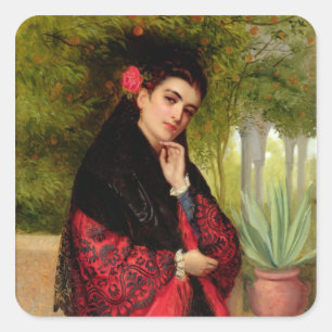 Adesivo Quadrado Uma beleza espanhola, 1872 (óleo em canvas)