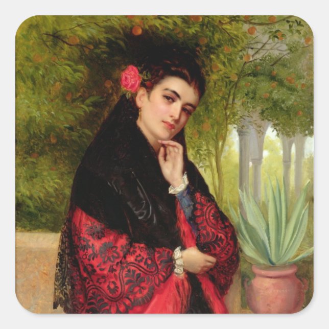Adesivo Quadrado Uma Beleza Espanhola, 1872 (petróleo na canvas) (Frente)