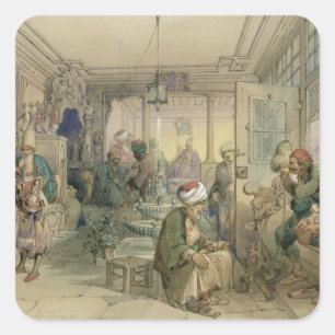 Adesivo Quadrado Uma casa do café, Constantinople, 1854 (caneta &