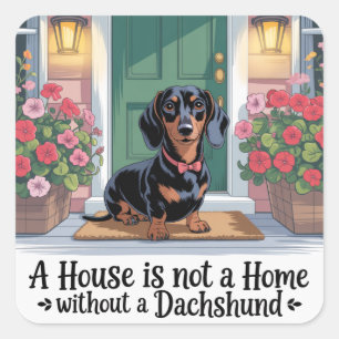 Adesivo Quadrado Uma Casa Não é um Lar Sem um Dachshund