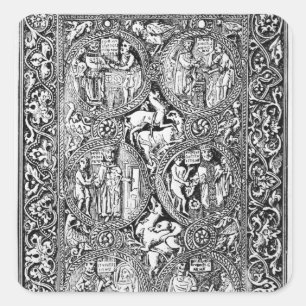 Adesivo Quadrado Uma cópia do Psalter da rainha Melisende da parte